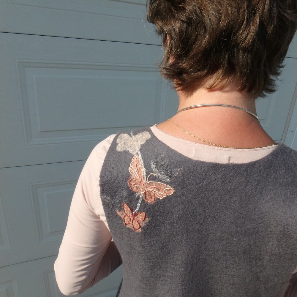 Handmade felted sundress with embroidery details. - Picture 3 of 4